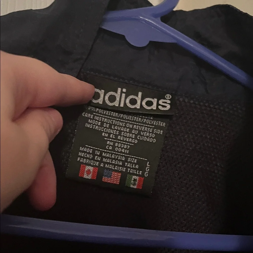 Adidas Vintage Black Jacket with White Accents